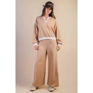 NEW VERY J color band detail comfy set in beige